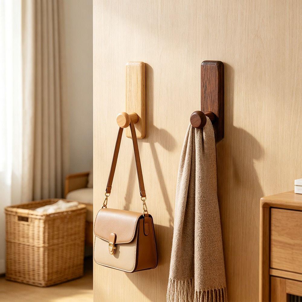 Durable Wooden Wall Hooks Wall Mount Heavy Duty Coat Hooks Mounted Wood Hanger Hook Door Back