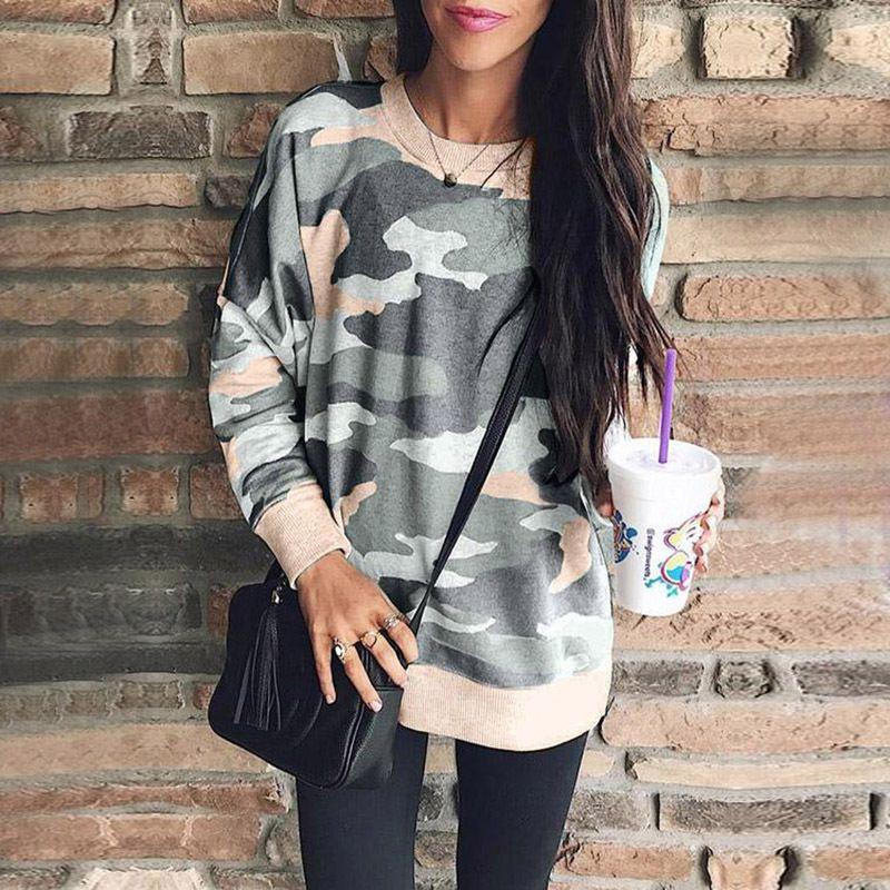 Premium Camouflage Woman Fashion Jumper Pullover Casual Tops Blouse Tee T-shirt