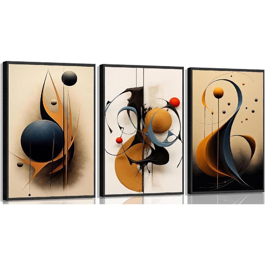 3Pcs Modern Minimalist Wall Art Abstract Geometric Wall Decor Pictures Painting Color Line Posters Prints Aesthetic Room Artwork for Office Bedroom