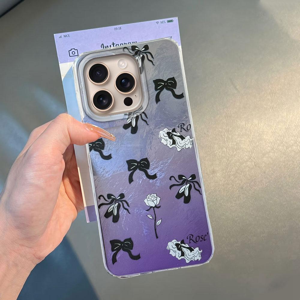 Black Bow Cartoon Animal Phone Cases Phone Case for iphone 16 14 15 Plus 13 Pro Max 7 16e Cute Girls Shell Silicone Back Cover