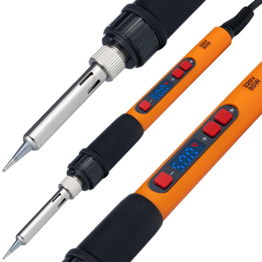 Orange Mastiff 80W Electric S Series Soldering Iron 12-in-1 Set Display (6 Tips, Solder, Stand, Sponge)