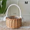 With Lace Decoration Handle Natural Rattan Storage Basket Wedding Girls Flower Basket Wicker Hand Weaving Crafts