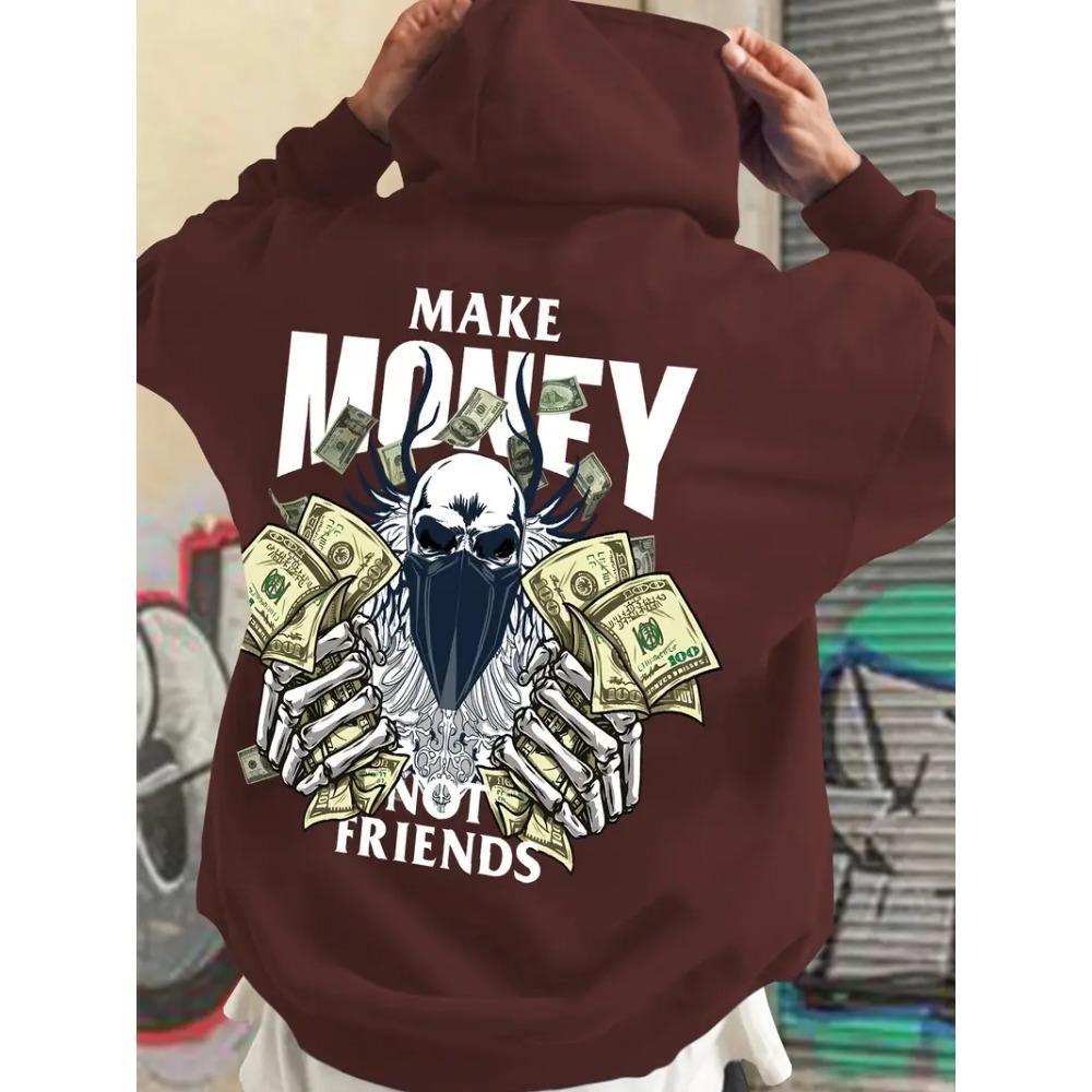 Fashion Men and Women's Autumn Hooded Sweatshirt Make MONEY NOT FRIENDS Printed Hoodies Outdoor Street Sweatshirts Top