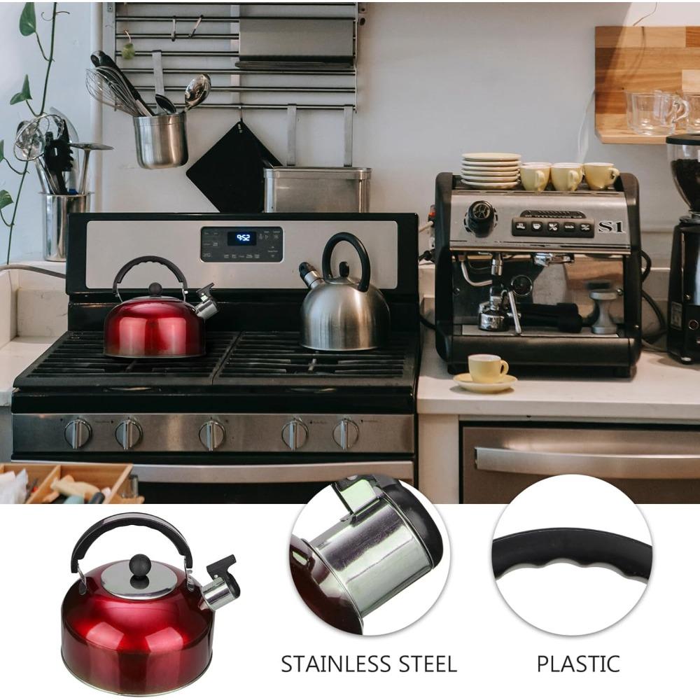 3Liters1Pcs Stainless Steel Tea Kettle Stove Whistling Kettle Suitable ForTravel Hiking Cooking Tea Kettle with Ergonomic Handle