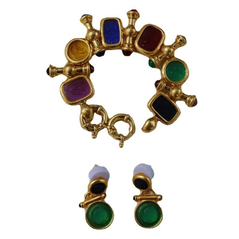 Vintage Jewelry Glazed Enamel Gorgeous Bracelet Plated Old Craft Jewelry