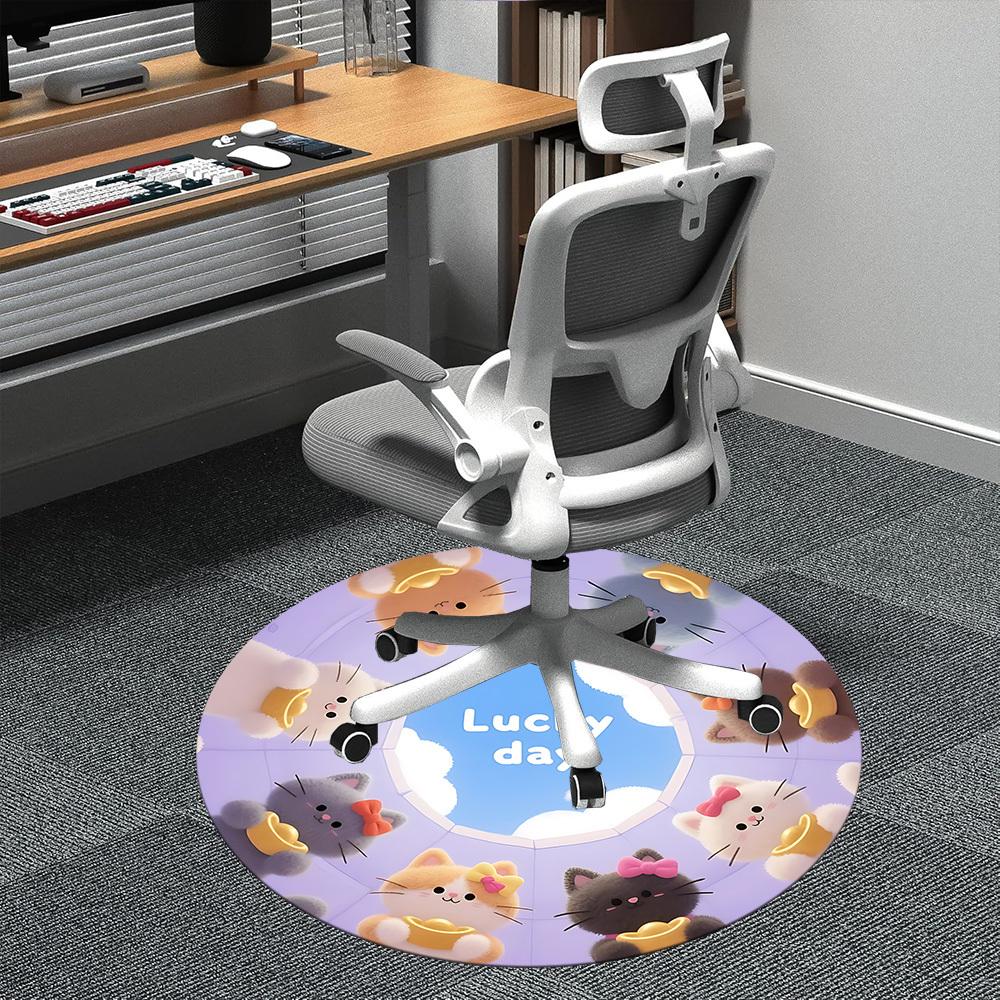 

1PC Lucky Cats Office Round Area Rug, Indoor Mat Suitable ForOffice, Under Office Chairs Bedroom Living Room Home Decor, Room Deco f170 80cm by 80cm
