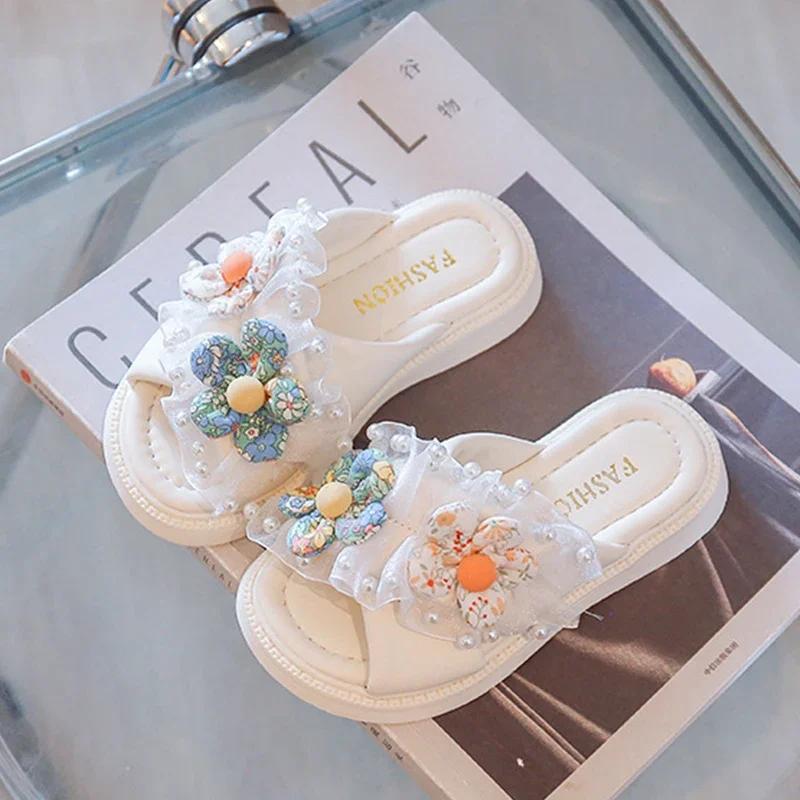 Girls Sandals Summer Open Toe Slide Non-slip Children Home Slippers Kids Girls Spring Cute Beach Slippers Shoe