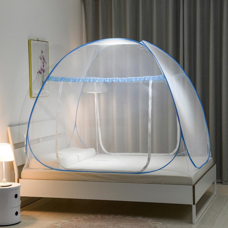 Yurt Mosquito Net Free Installation Square Top Steel Wire Tent Foldable Zipper Double Door Bottom Household Summer Mosquito Proof