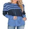 Loose Fit Color Block Long Sleeve Pullover Hoodie For Women