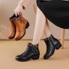 Genuine Leather Shoes Retro Ethnic Style Thick Heel Versatile Women's Short Boots