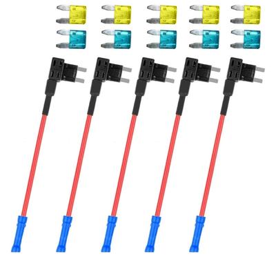 5Pcs Copper Core Fuses Adapter Set 15A/20A Selection Mini Size Design Secure Power Connection for In Car Device Chargers