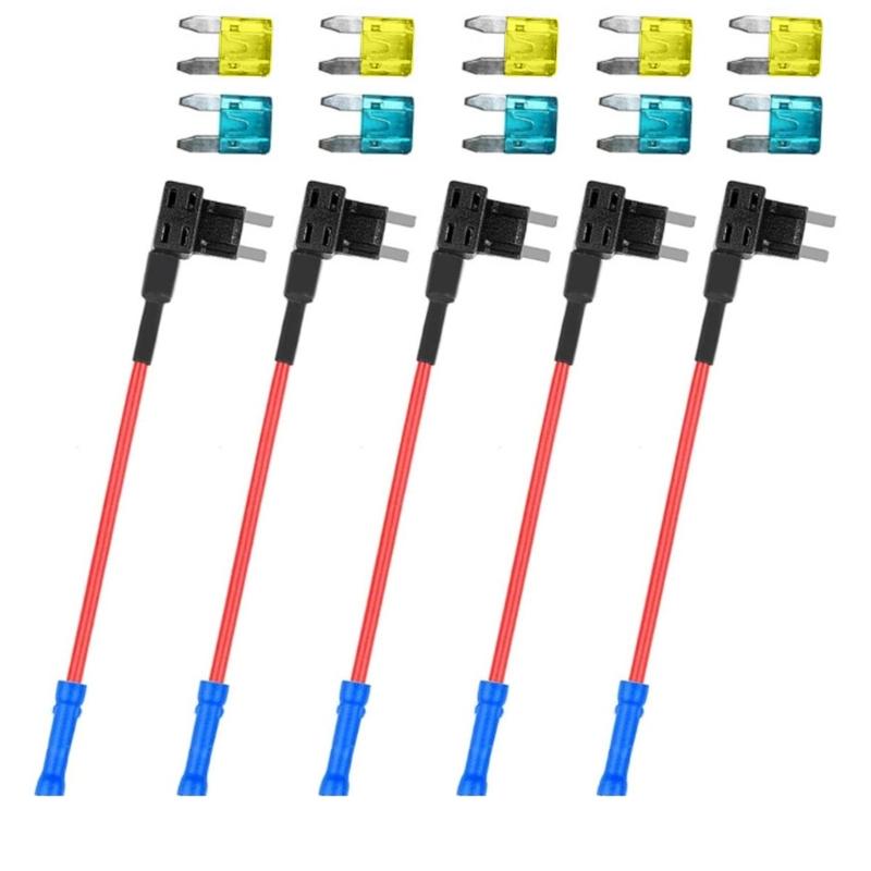 5Pcs Copper Core Fuses Adapter Set 15A/20A Selection Mini Size Design Secure Power Connection for In Car Device Chargers