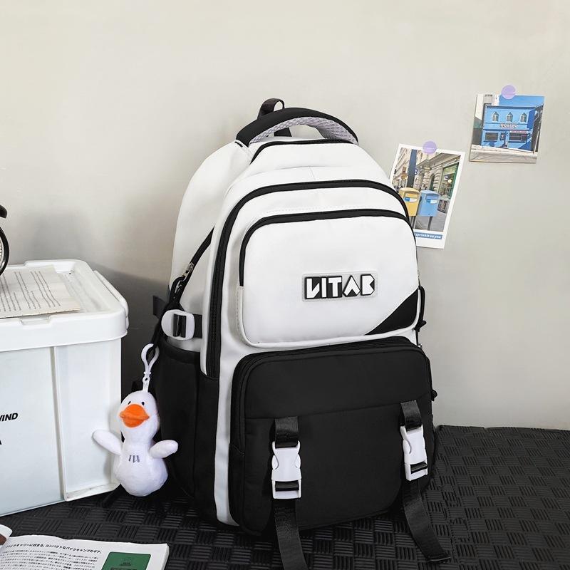 

New junior high school schoolbag, college student college style casual simple backpack, fashion trend, middle school student backpack чорний