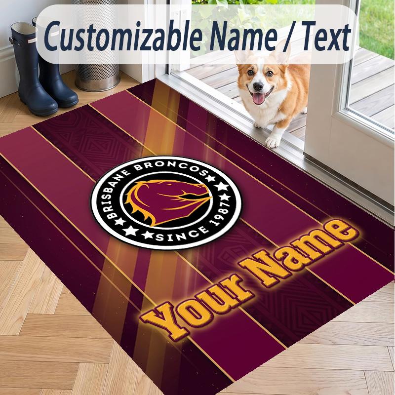 Custom Text Printed Rug Brisbane Broncos Non Slip Floor Carpet For Home Room Decor