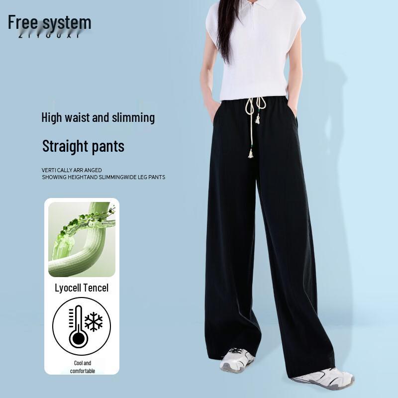 Women s High-Waisted Wide-Leg Linen-Blend Casual Pants XL
