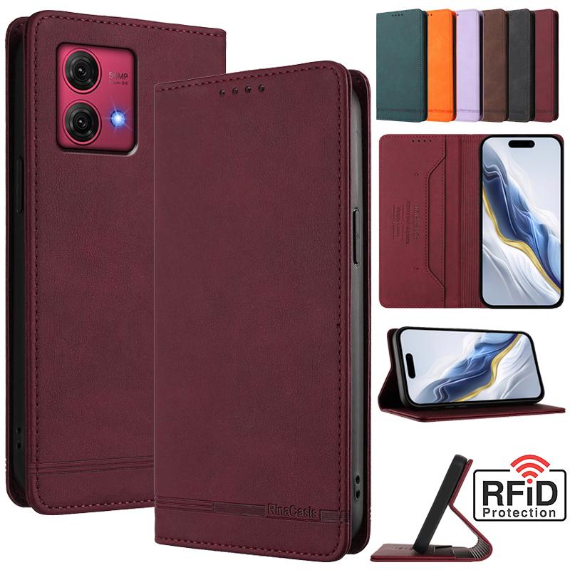 Leather Retro Anti-theft Wallet Flip Case For Motorola MOTO G84 G54 G24 Power G34 G14 G04 G24 G04s 5G Phone Cover Hasp Card Slot