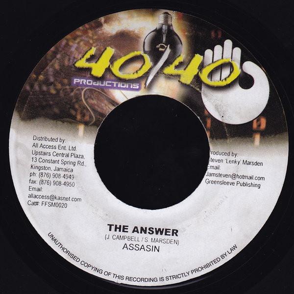 

7inch Record ASSASSIN - The Answer FFSM0020 40/40 Productio 2002 Jamaica Reggae, Ska & Dub Used