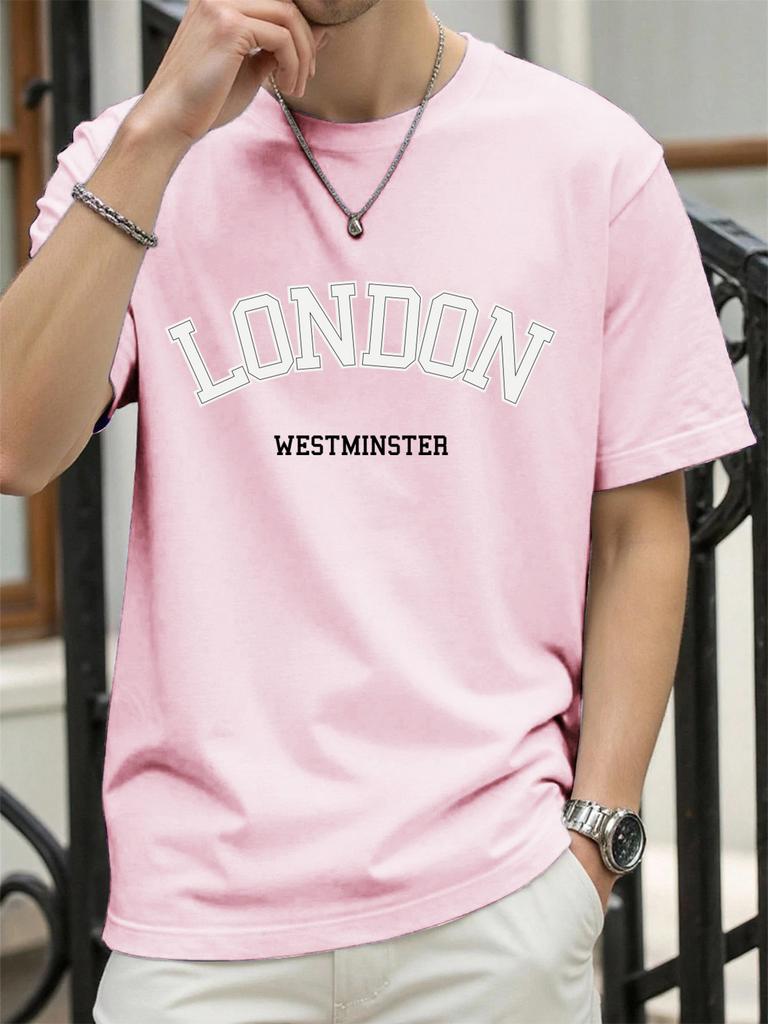 London Westminster Print Men TShirts Summer ONeck Oversize T Shirt Cotton Loose Short Sleeve Basics Street Hip Hop Sportswear