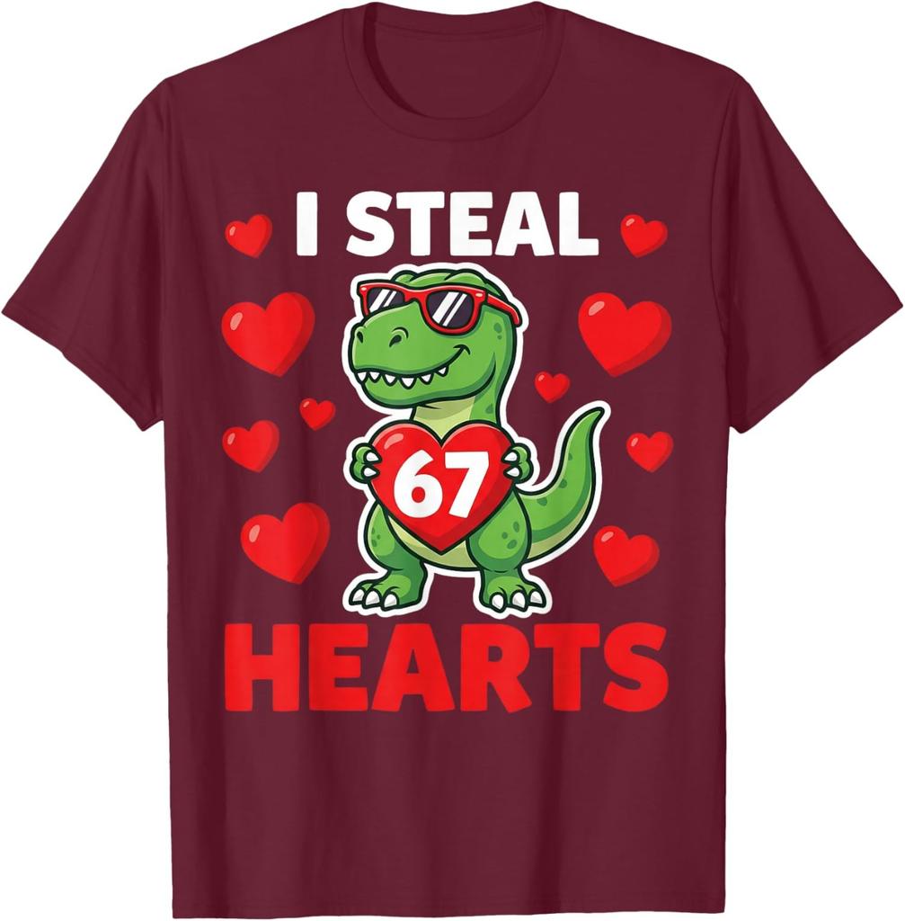 Funny I Steal Hearts 67 Valentines Day 67 Meme Comedy Unisex T-Shirt