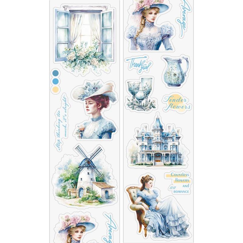 

Mr. Paper, 6 styles, vintage girl PET die-cutting tape, DIY phone case, laptop scrapbook, collage decorative tape stickers