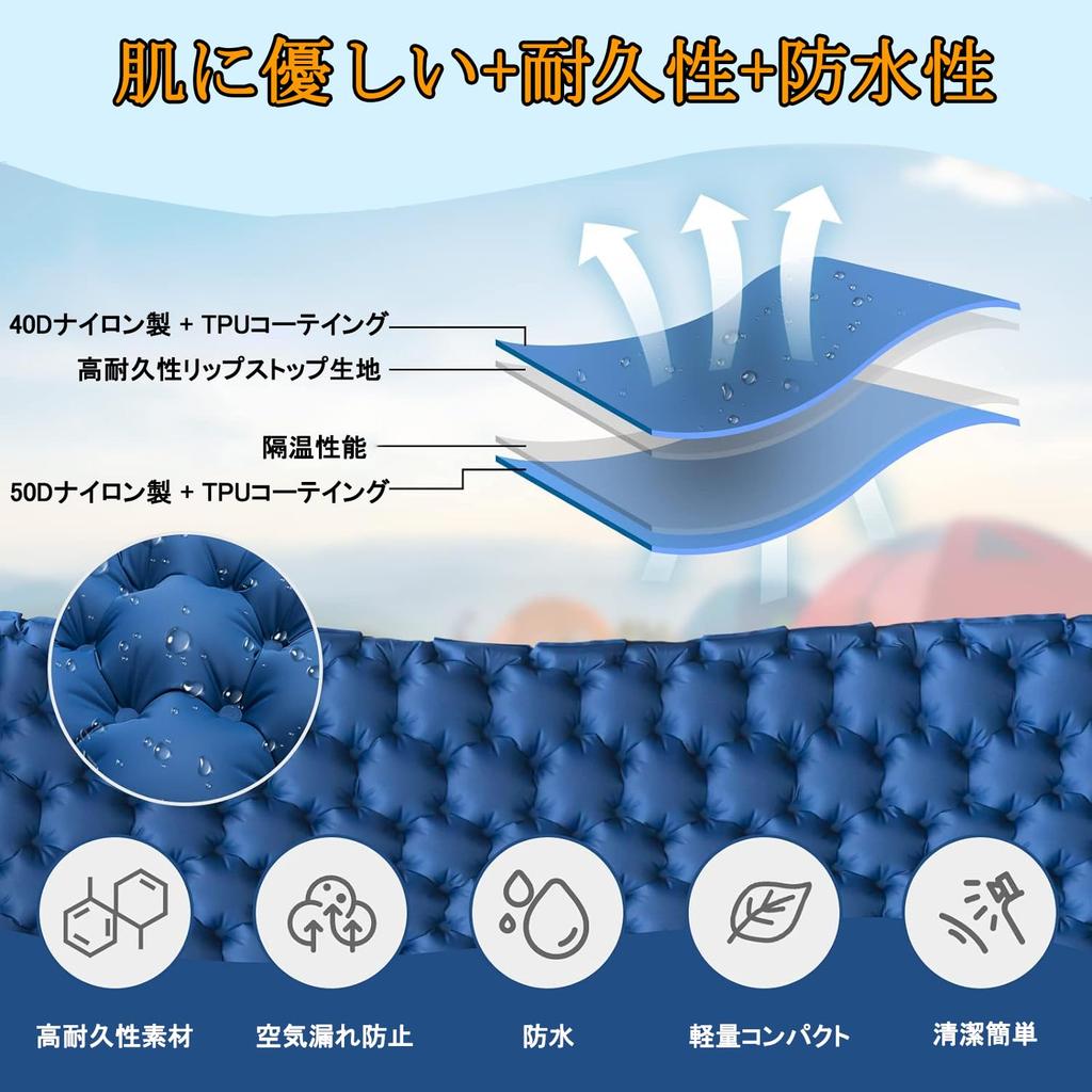 Camping Double Air 10cm Tent Outdoor with Comfortable To Sleep for Sleeping In the Disaster Prevention Storage Bag Easy To Air Mat Double 2 Mat, Mat,