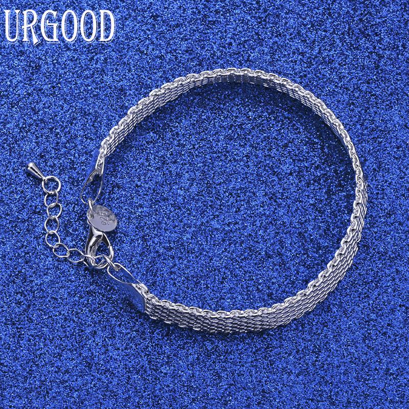 925 Sterling Silver Gift Jewelry 10mm Braided Fashion Bracelet