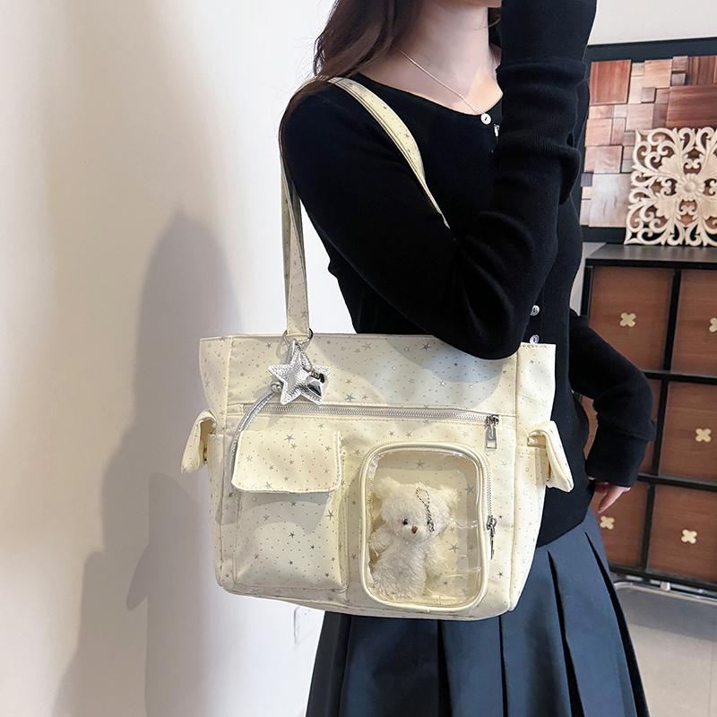 New Adorable Wing Cross Ita Rucksacks Y2K Spacious Rucksack Lolita Girls Transparent Rucksack Outside School Carrier Trip Knapsack