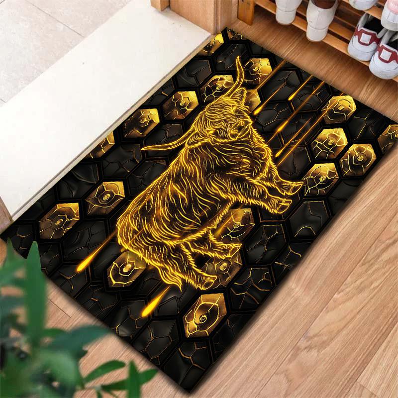 Golden animals Pattern Square Carpet,Area Rug,Carpet Rug for Living Room Bedroom Sofa Playroom Decor,Non-slip Floor Mat,Holiday Birthday Gifts