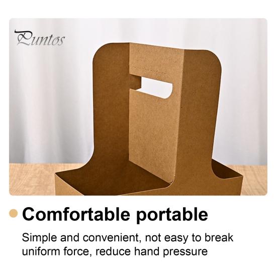 10 Pcs Disposable To-go Drink Carrier 2 or 4 Cup Paperboard Cup Holder with Handle Hot or Cold Drinks Carrier Box for Food Delivery Takeaway