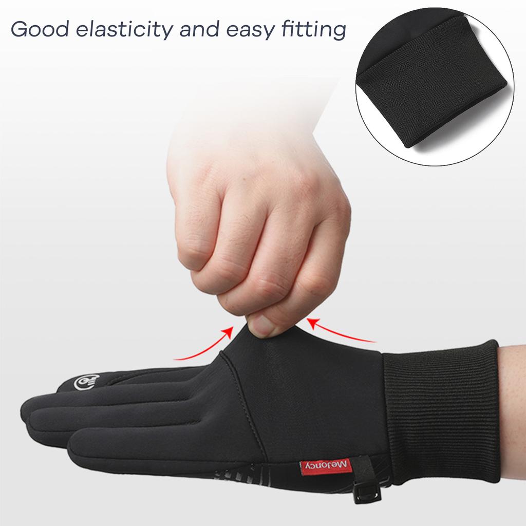 Winter Thermal Touchscreen Gloves Waterproof Anti-Slip for Skiing Cycling Outdoor Sports Black Grey