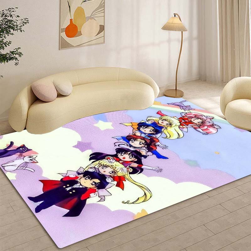 High-definition 3D Sailor Moon anime rug, suitable for bedrooms, living rooms, home sofa decoration, large decorative rug, and