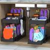 2 Layers Under Sink Organizer Sliding Cabinet Basket Organizer Storage Rack with Hooks Hanging Cup Bathroom Kitchen Organizer