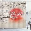 Cherry Blossom Shower Curtain Japanese Shower Curtain Floral Sakura Plum Blossom Flower Shower Curtains Teal Blue and Pink Decor