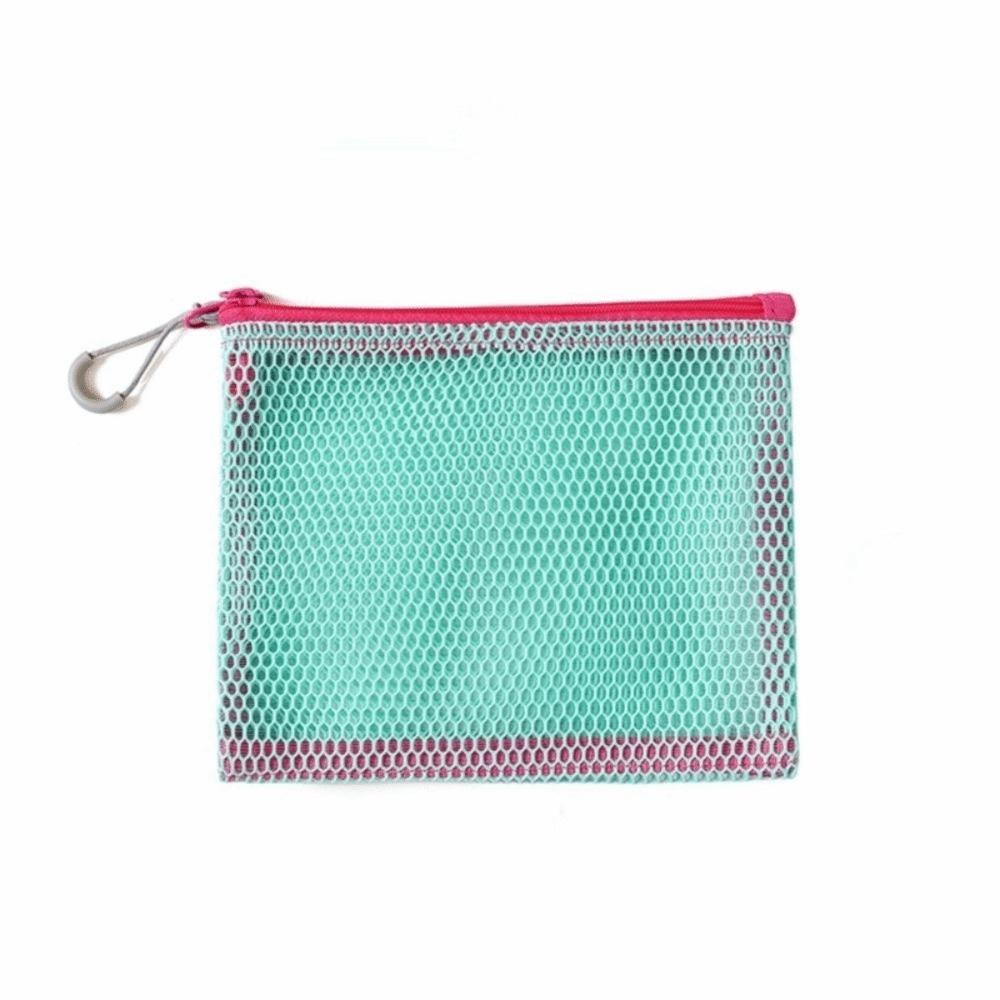 

New Mesh Cosmetic Bag Dopamine Color Double Zipper Coin Purse Portable Large Capacity Data Cable Earphone Organizer