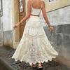 New Skirt Solid Color Female Knitted Hollow Lace Sling Dress