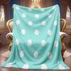 1pc 2D Mint Green Base White Polka Dot Theme Pattern Flannel Blanket Soft HD Digital Print Cooling Blanket All-Season Use Soft Breathable 100 Polyeste