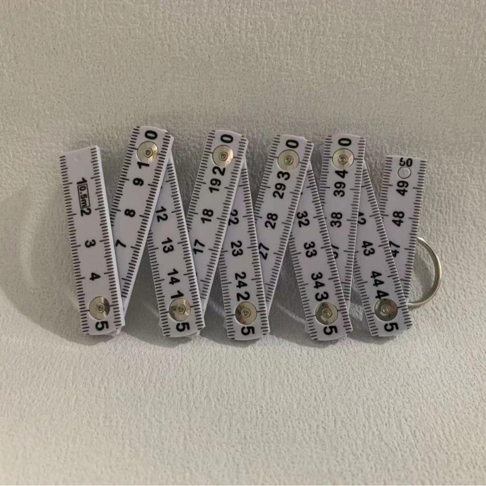Portable 0.5m 10-Fold Folding Ruler Double-sided Scale Anti Pinch Plastic Ruler with Keychain Gauge Bricklaying