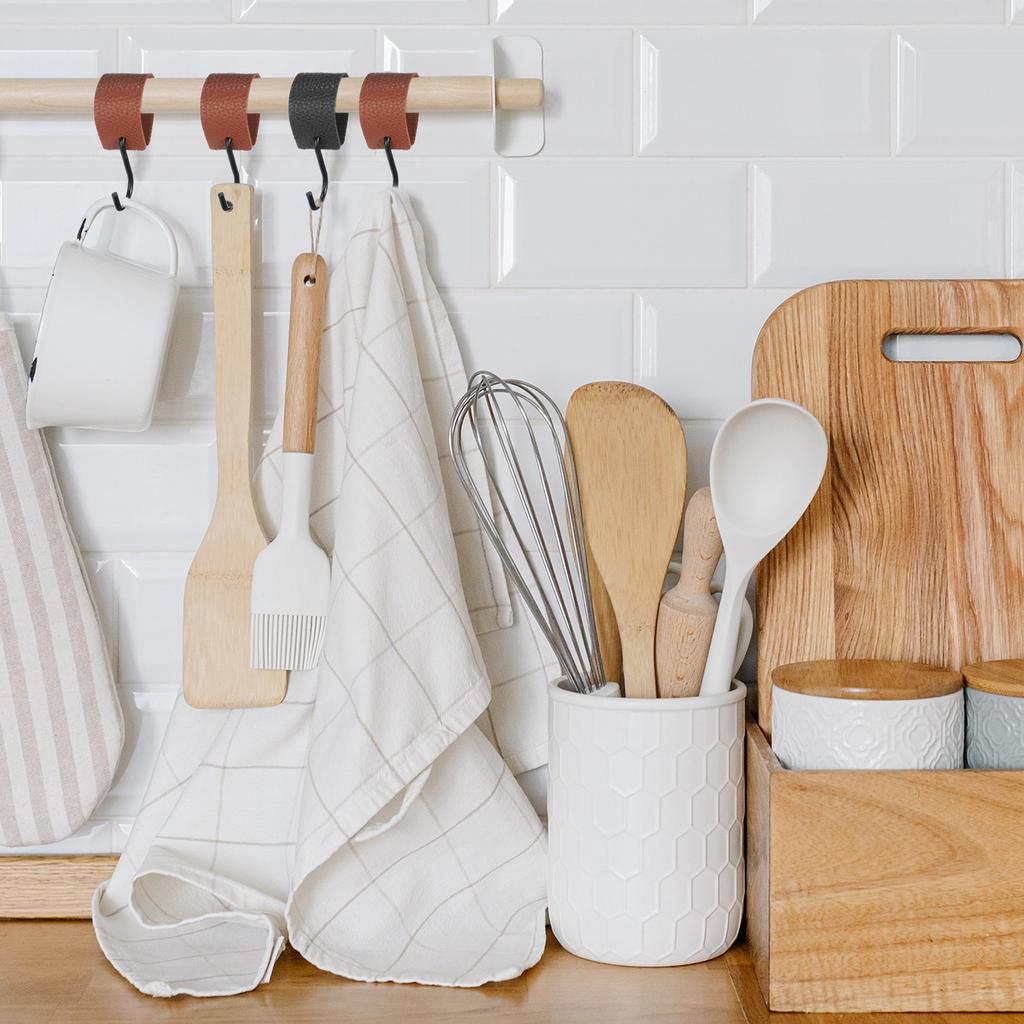 4/6/12pcs PU Leather S Hooks, Multifunctional S Shaped Hooks Hanging Hook for Hanging Coat Towel Camping Kitchen Bathroom Handle