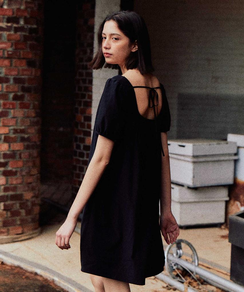 Tuddment Puff Sleeve Mini Dress Black