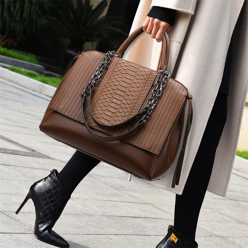 Tote Bag Fashionable Crocodile Pattern Women's Handbag Large Capacity Simple Commuter Bag For Women