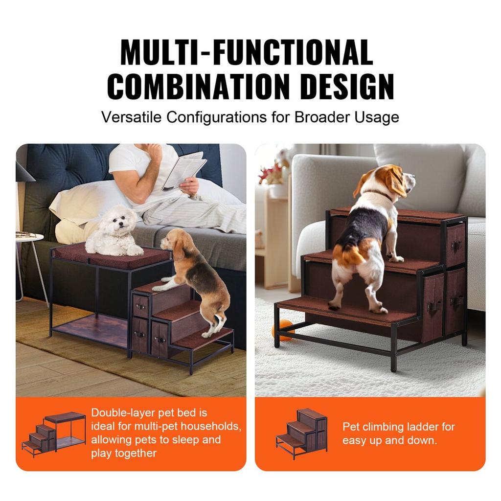 Pet Bunk Bed Dog/Cat Window Perch with Stairs Storage Medium Size