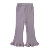 Girls Spring Autumn Stretch Cotton Ribbed Flare Pants Retro Versatile Bottoms