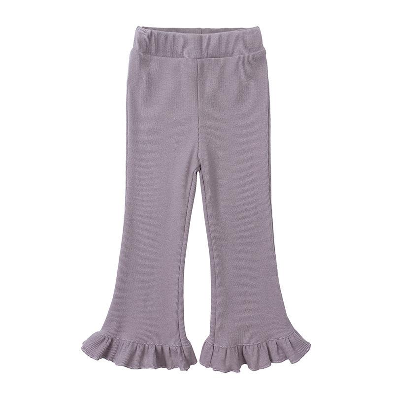 Girls Spring Autumn Stretch Cotton Ribbed Flare Pants Retro Versatile Bottoms