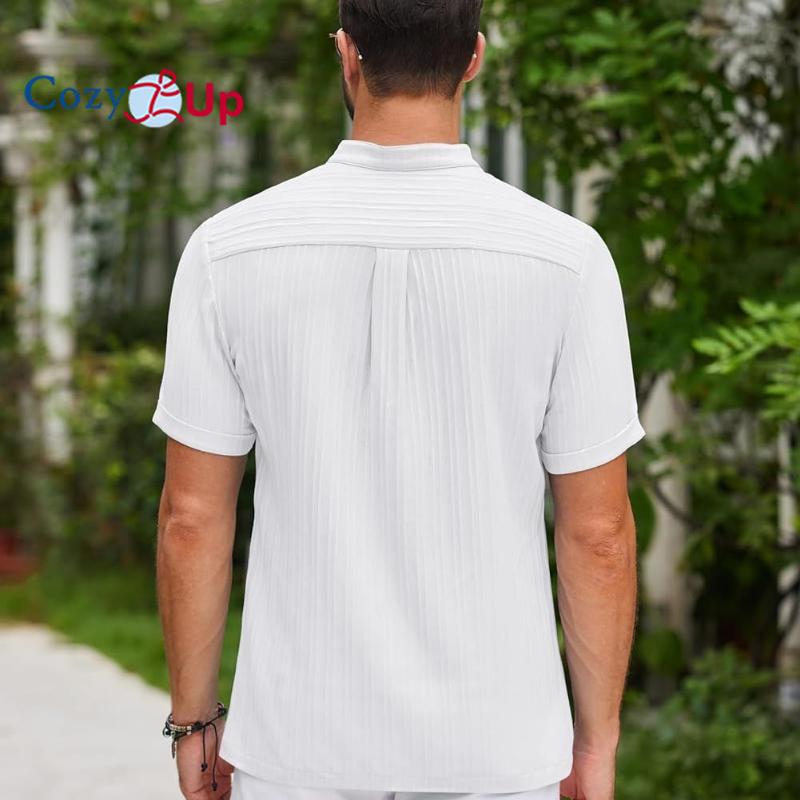 Уютная мужская рубашка в стиле ретро из хлопка и льна — фото 6