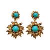 Silver Needle Vintage Rhinestone and Pearl Geometric Floral Stud Earrings