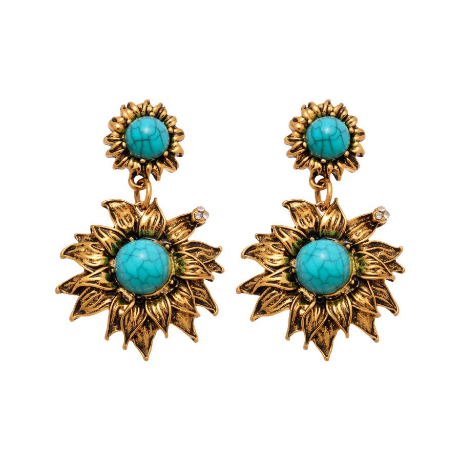Silver Needle Vintage Rhinestone and Pearl Geometric Floral Stud Earrings