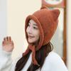 Unisex Solid Color Crochet Hat Cat Kitten Ear Shape Hat Warm Fluffy Winter Crochet Warm Skiing Supplies for Adult Teens