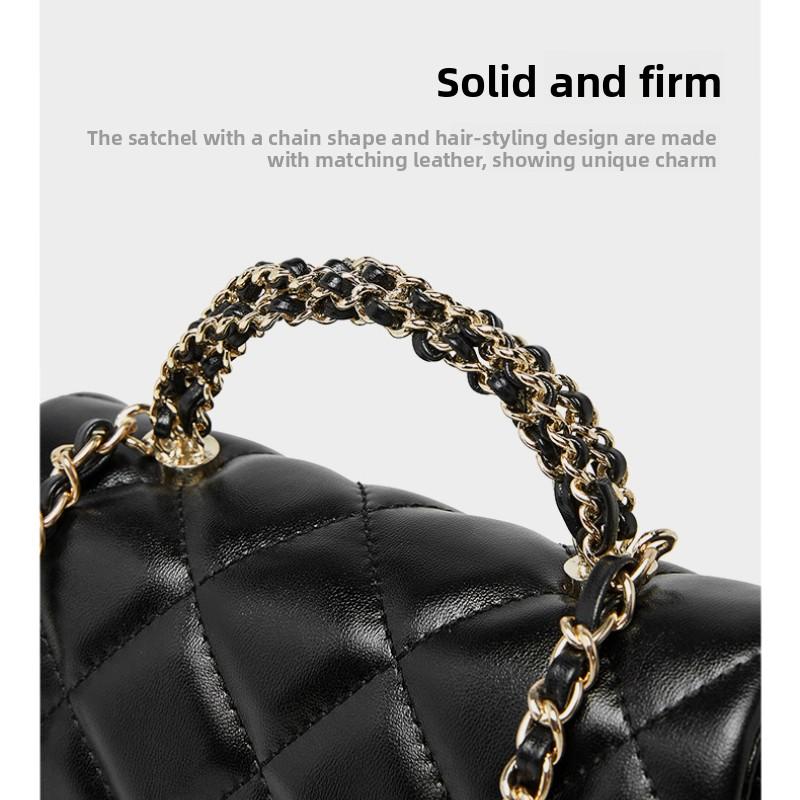Bag Women's Small Fragrant Wind Metal Chain Rhombus Handbag Versatile One Shoulder Crossbody Medieval Women's Bag