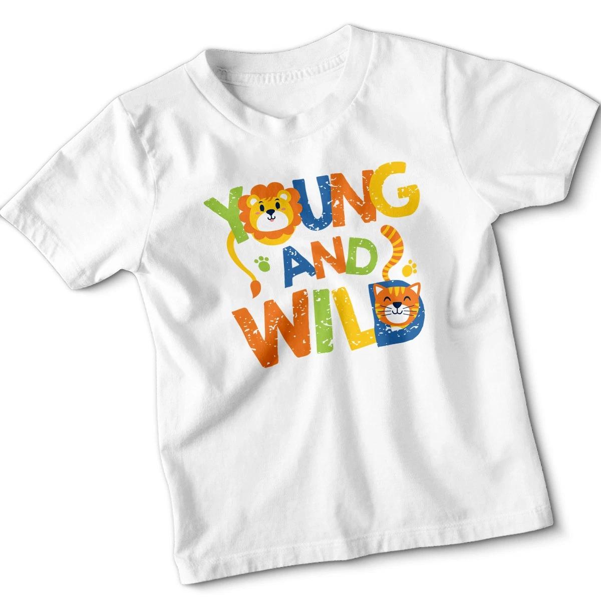 Young And Wild Typography Kids Tshirt Design Concept Youth Tee 130