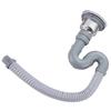 Single Tank Drain Sink Strainer Head S Bend Storage Water Stainless Steel Uninstall 45cm Drain Kit Kitchen Sink